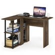 Furinno ABBOTT Wood L-Shape Desk with Bookshelf in Columbia Walnut/Black
