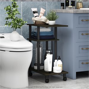 Furinno TURN-N-TUBE Wood U Shape Sofa Side Table with Casters in Espresso/Black