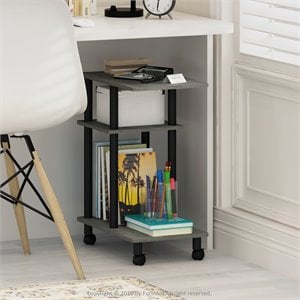 Furinno TURN-N-TUBE Wood Side Table with Casters in French Oak Gray/Black