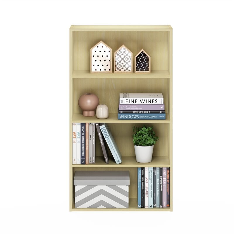 Furinno Pasir Engineered Wood 4-Tier Open Shelf in Steam Beech/Natural