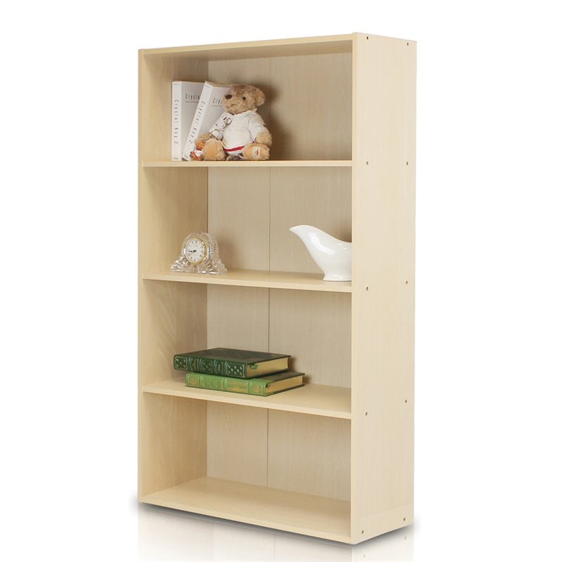 Furinno Pasir Engineered Wood 4-Tier Open Shelf in Steam Beech/Natural