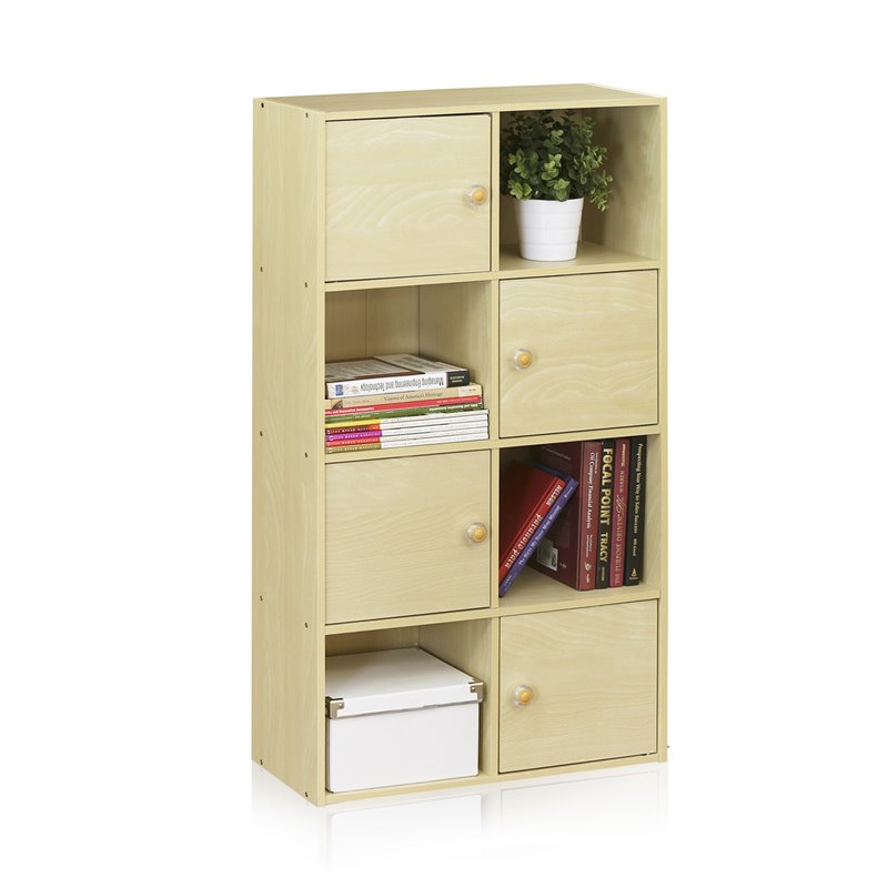 Furinno Pasir Wood 4-Tier Shelf with Round Handle in Steam Beech/Natural