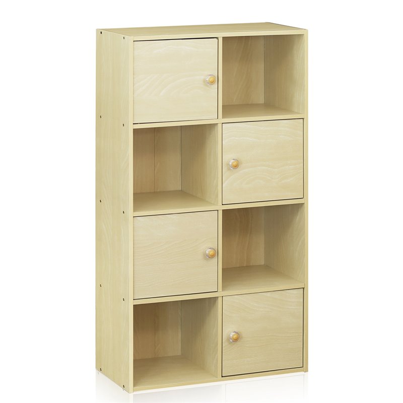 Furinno Pasir Wood 4-Tier Shelf with Round Handle in Steam Beech/Natural