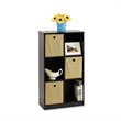 Furinno ECON Wood Storage Organizer Bookcase with Bins in Espresso/Light Brown