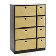 Furinno ECON Wood Storage Organizer Cabinet with Bins in Espresso/Light Brown