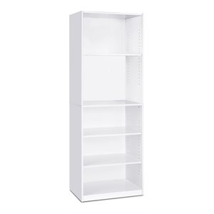 Furinno JAYA Engineered Wood Simple Home 5-Shelf Bookcase in White