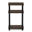 Furinno JUST Turn-N-Tube Wood 3-Tier End Table in Columbia Walnut/Black