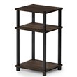 Furinno JUST Turn-N-Tube Wood 3-Tier End Table in Columbia Walnut/Black