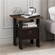 Furinno ANDREY Wood End Table with Bin Drawer in Columbia Walnut/Dark Brown