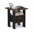 Furinno ANDREY Wood End Table with Bin Drawer in Columbia Walnut/Dark Brown