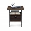 Furinno ANDREY Wood End Table with Bin Drawer in Columbia Walnut/Dark Brown