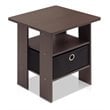 Furinno ANDREY Engineered Wood End Table with Bin Drawer in Dark Brown/Black
