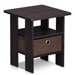 Furinno ANDREY Engineered Wood End Table with Bin Drawer in Dark Walnut
