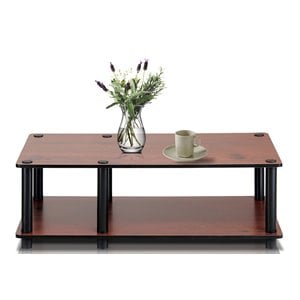 Furinno Just Wood No Tools Mid TV Stand for TV up to 31&quot in Dark Cherry/Black
