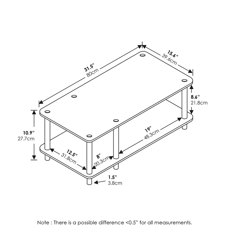 Furinno JUST Wood No Tools Mid TV Stand for TV up to 32