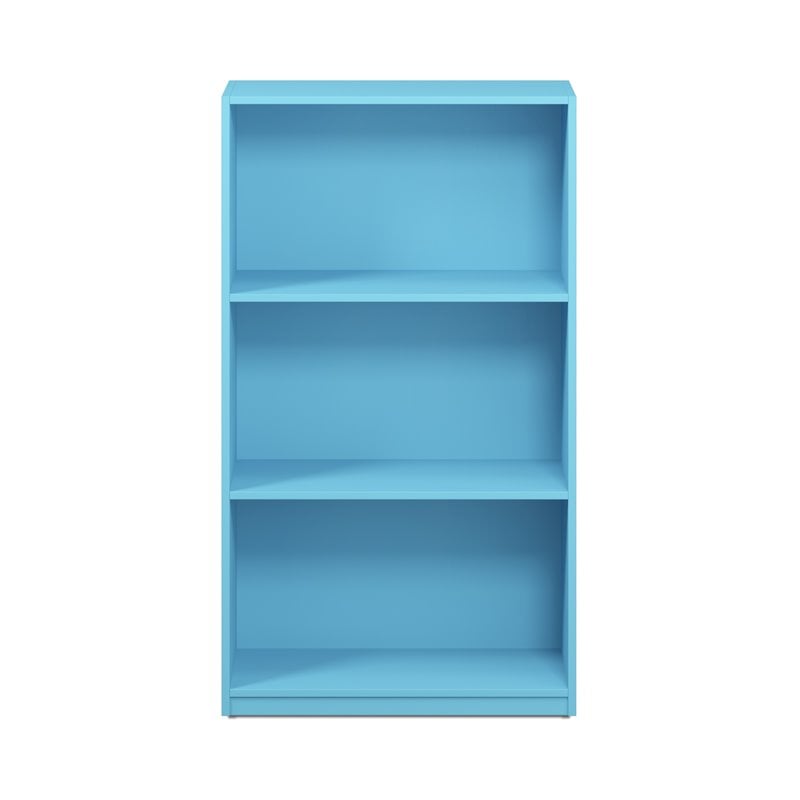 Furinno BASIC Engineered Wood 3-Tier Bookcase Storage Shelves in Light Blue