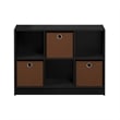 Furinno BASIC Wood 3x2 Bookcase Storage w/Bins in Americano Black/Medium Brown