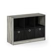 Furinno BASIC Wood 3x2 Bookcase Storage w/Bins in French Oak Gray/Black