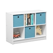 Furinno BASIC Engineered Wood 3x2 Bookcase Storage w/Bins in White/Light Blue