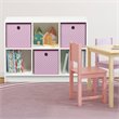 Furinno BASIC Engineered Wood 3x2 Bookcase Storage w/Bins in White/Pink