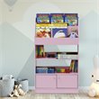 Furinno Lova Engineered Wood Magazine/Bookshelf with Storage Cabinet in Pink