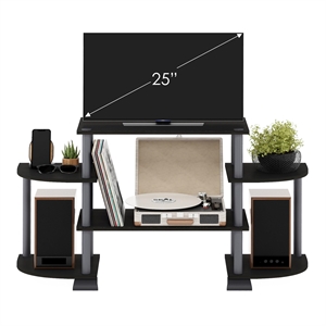 Furinno TURN-N-TUBE Wood TV Entertainment Center for TV up to 25&quot in Black/Gray