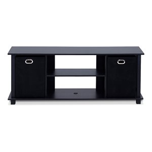 furinno econ wood entertainment center w/storage bins for tv up to 50