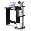 Furinno Engineered Wood Compact Computer Desk with Shelves in Dark Walnut