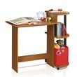Furinno Engineered Wood Compact Computer Desk with Shelves in Light Cherry/Black