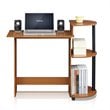 Furinno Engineered Wood Compact Computer Desk with Shelves in Light Cherry/Black