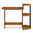 Furinno Engineered Wood Compact Computer Desk with Shelves in Light Cherry/Black