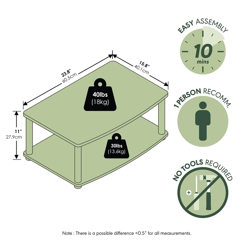 Furinno TURN-N-TUBE Wood Elevated TV Stand for TV up to 25