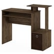 Furinno ECON Wood Computer Writing Desk w/Bin in Columbia Walnut/Dark Brown
