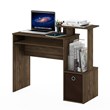Furinno ECON Wood Computer Writing Desk w/Bin in Columbia Walnut/Dark Brown