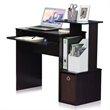Furinno ECON Wood Multipurpose Computer Writing Desk w/Bin in Dark Walnut