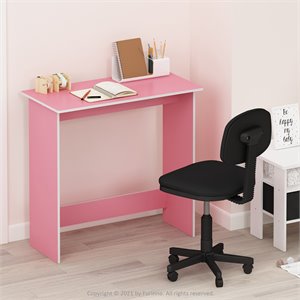 Furinno Contemporary Engineered Wood Simplistic Study Table in Pink/White