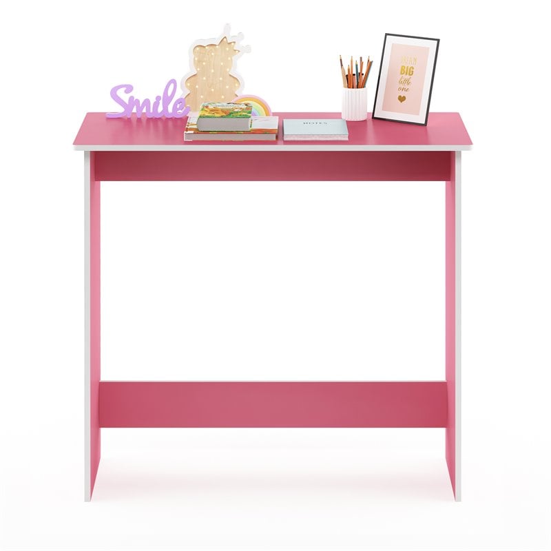 Furinno Contemporary Engineered Wood SIMPLISTIC Study Table in Pink/White