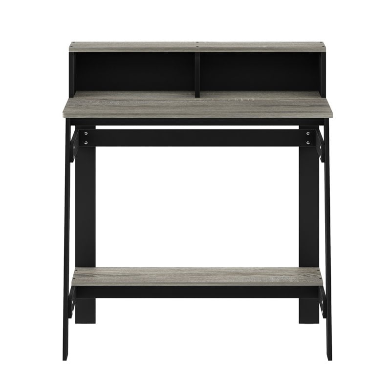 furinno engineered wood simplistic a frame computer desk in black/oak gray
