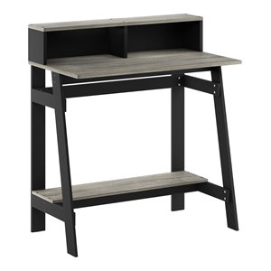 furinno engineered wood simplistic a frame computer desk in black/oak gray