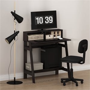 Furinno Engineered Wood Simplistic A Frame Computer Desk in Dark Walnut