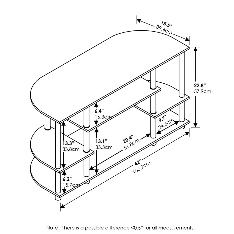 Furinno JAYA Wood Corner TV Stand for TV up to 46