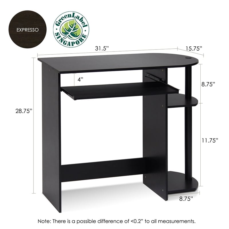 Furinno Engineered Wood SIMPLISTIC Computer Desk in Espresso/Black