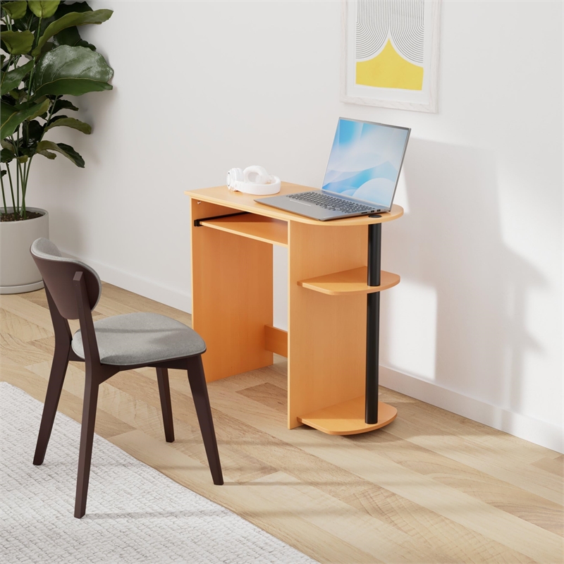 Furinno Engineered Wood SIMPLISTIC Computer Desk in Light Cherry/Black