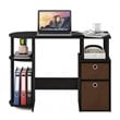 Furinno JAYA Wood SIMPLISTIC Computer Study Desk with Bin Drawers in Espresso