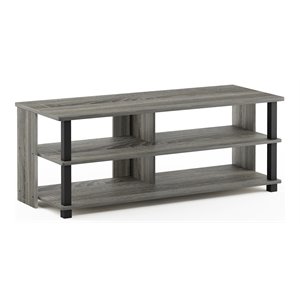 Furinno SULLY Wood 3-Tier TV Stand for TV up to 48&quot in French Oak Gray/Black