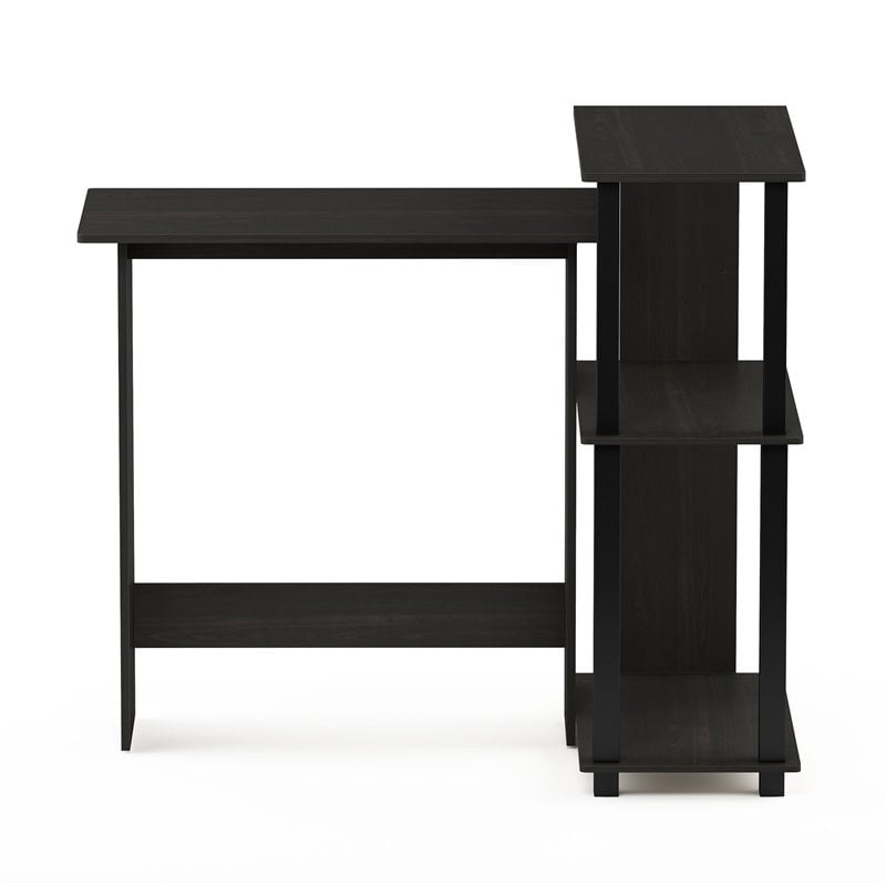 Furinno ABBOTT Wood Corner Computer Desk with Bookshelf in Espresso/Black