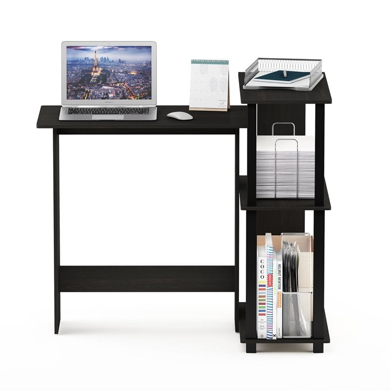Furinno ABBOTT Wood Corner Computer Desk with Bookshelf in Espresso/Black