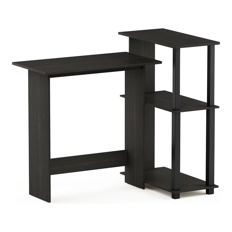 Furinno ABBOTT Wood Corner Computer Desk with Bookshelf in Espresso/Black