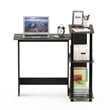 Furinno ABBOTT Wood Corner Computer Desk with Bookshelf in French Oak Gray/Black