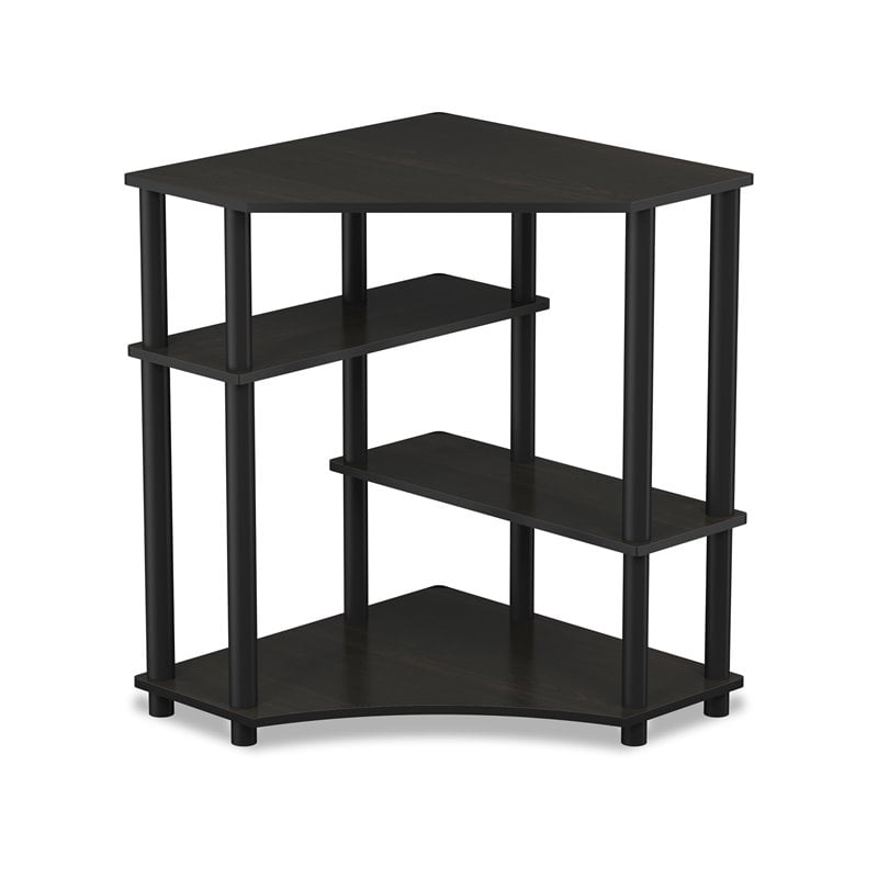 Furinno TURN-N-TUBE Wood Space Saving Corner Desk with Shelves in Espresso/Black